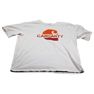 Carhartt Shirt Mens XL White Relaxed Fit Logo Graphic Workwear Tee Streetwear
